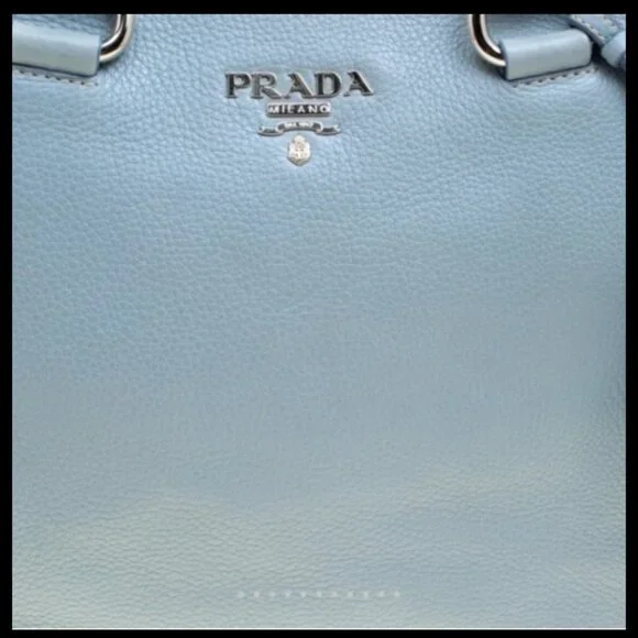 PRADA Light Blue Leather Bowler Handbag - Picture 5 of 16